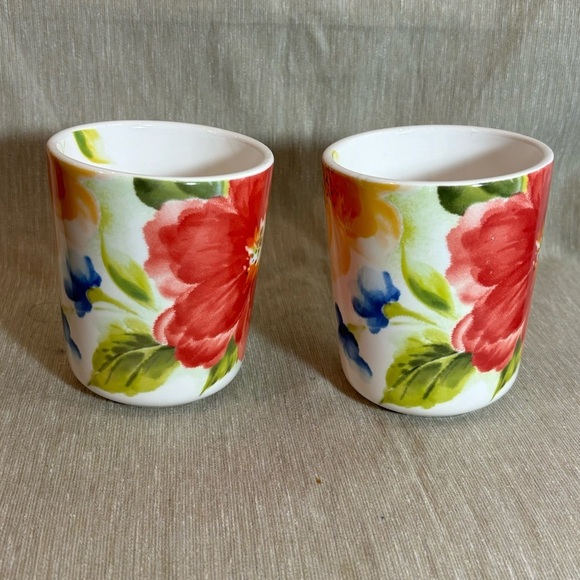PIER 1 IMPORTS Set of 2 Mugs Floral Tiny Chips on One Mug 12 oz - Picture 8 of 8